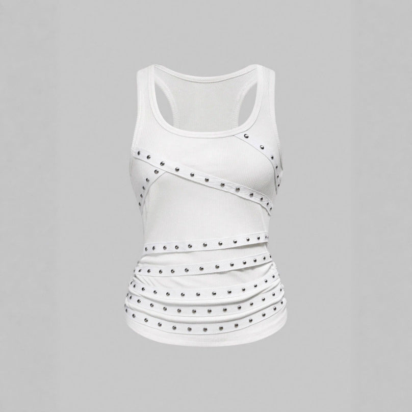 Womens Versatile Top With A Round Neckline And Metal Accents by Ricaloux