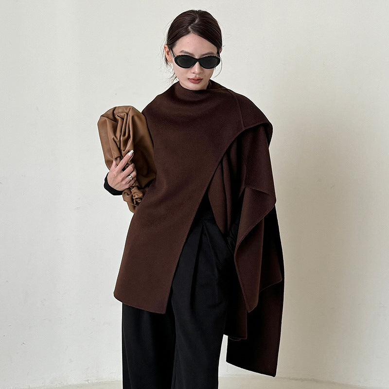 Womens Double-Sided Wool Cape Shawl Coat Jacket – Premium 0 | RICALOUX