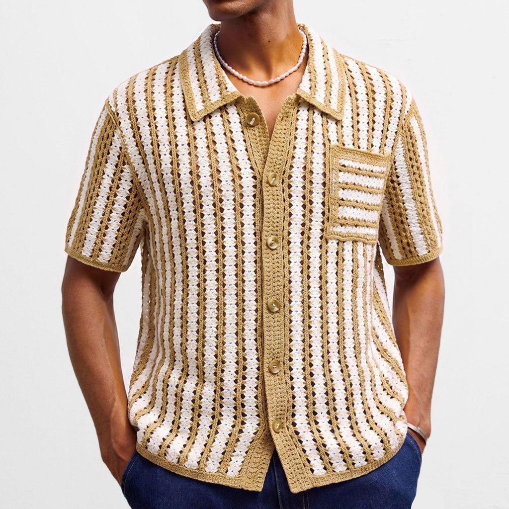 Mens Retro Striped Hollow-Out Knit Sweater – Premium 0 | RICALOUX