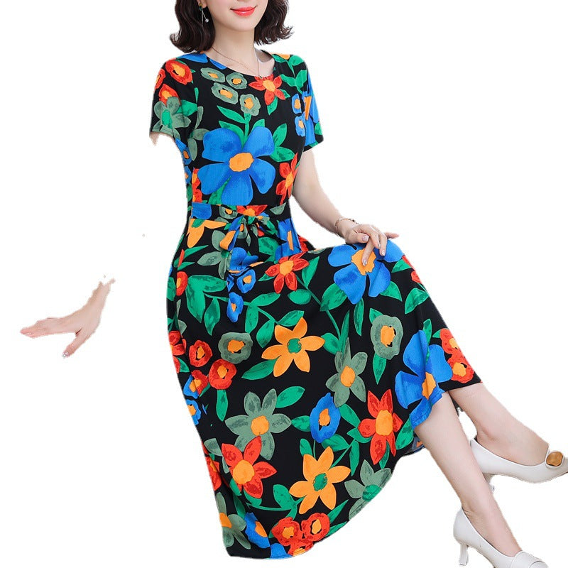 New Elegant Cotton Silk Dress For Middle Aged And Senior Women by Ricaloux