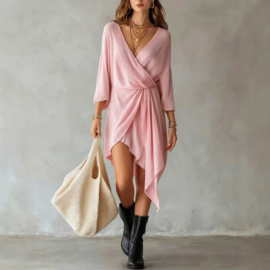 European And American-style Wrap V-neck Dress For Women – Premium 0 | RICALOUX