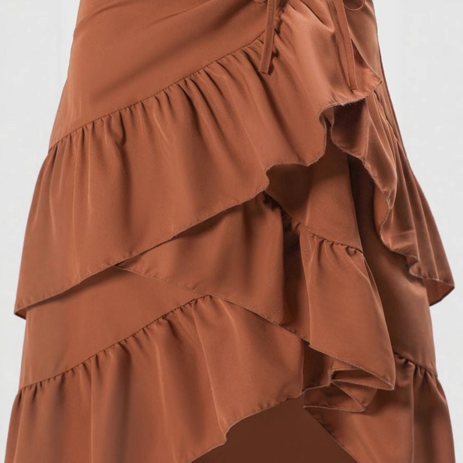 Sweet High-waisted Slimming Ruffled Hem Skirt For Women - RICALOUX
