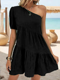 Stylish And Elegant Solid-color Off-shoulder Plus-size Womens Dress by Ricaloux