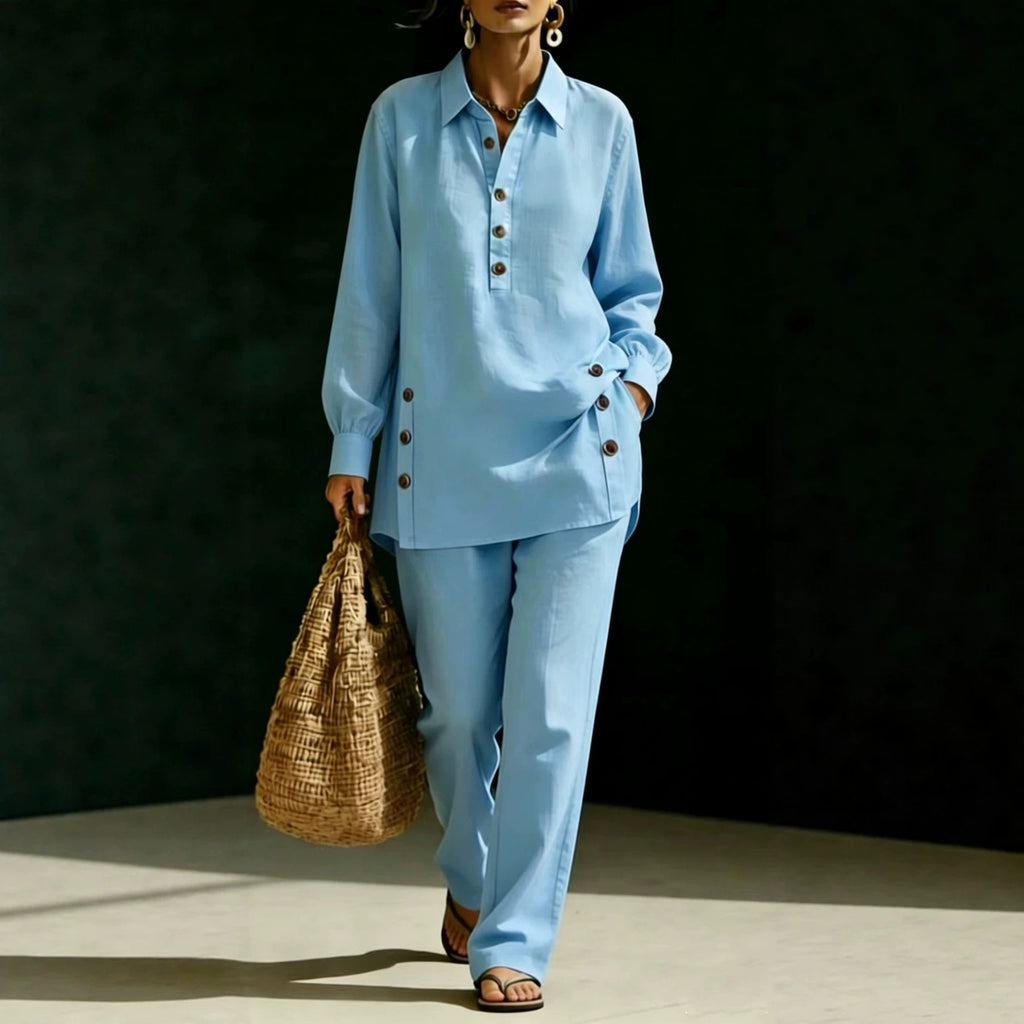 Long-sleeve Shirt And Casual Trousers Two-piece Set – Premium 0 | RICALOUX