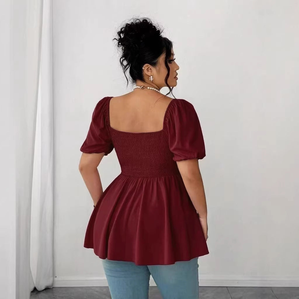New Stylish Pleated Womens Blouse In Plus Sizes by Ricaloux