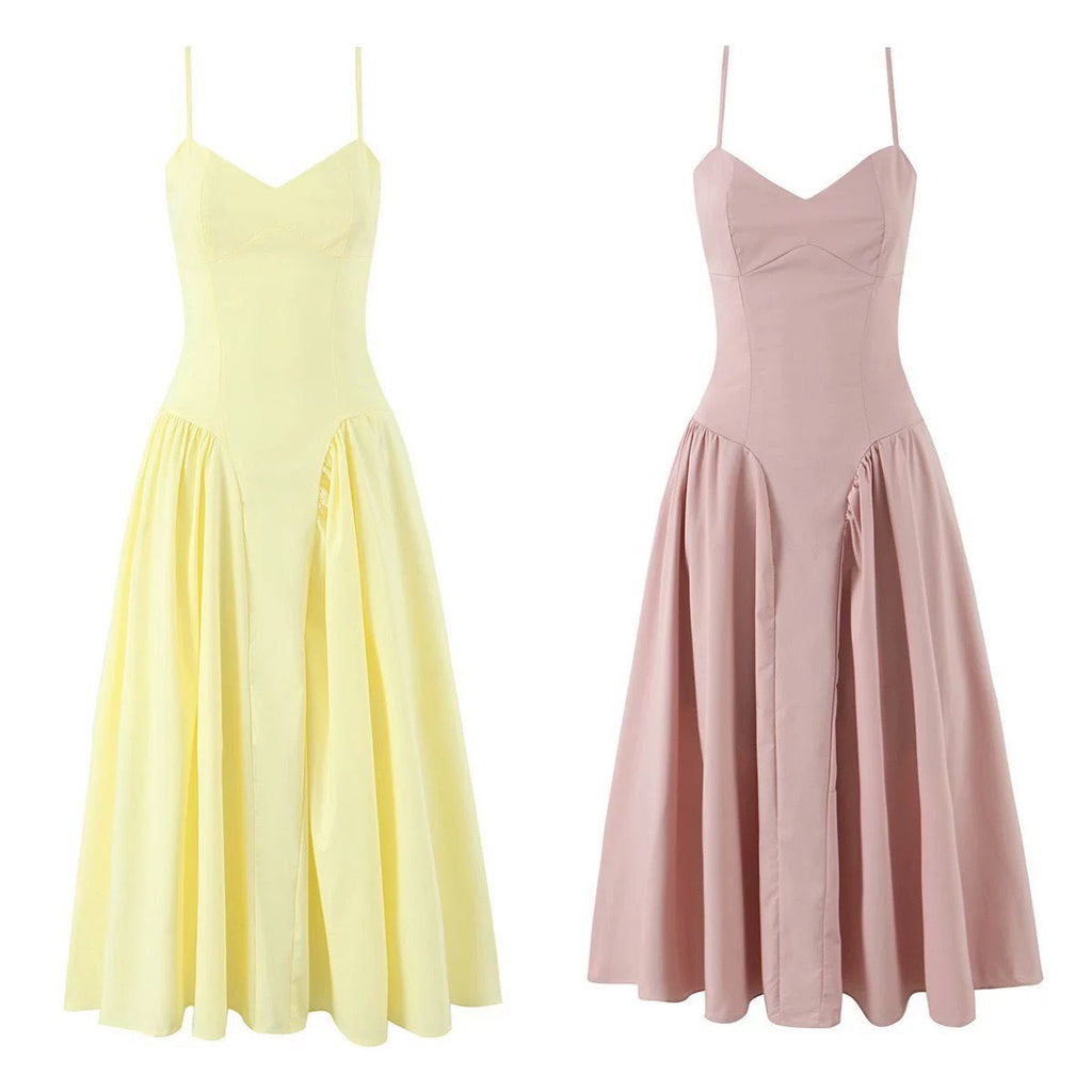 Body Hugging Pleated Strap Dress by Ricaloux