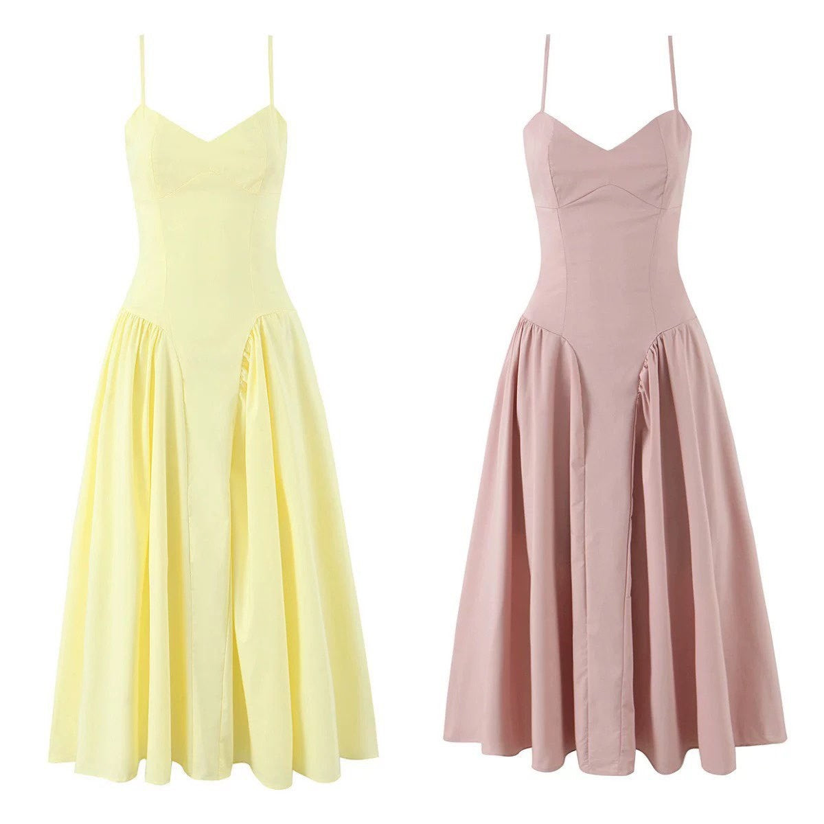 Body Hugging Pleated Strap Dress by Ricaloux