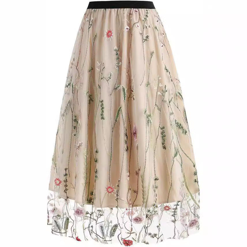 Womens Slim-Fit Floral Tulle Skirt by Ricaloux