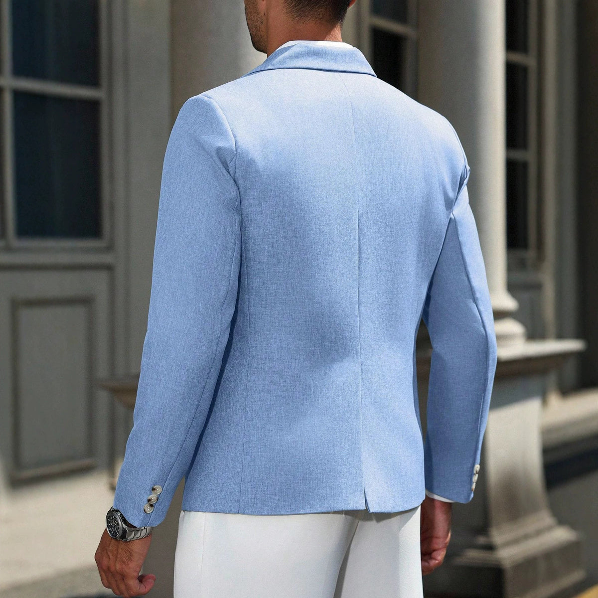 Mens Business-style Single-breasted Blazer With A Notch Lapel by Ricaloux