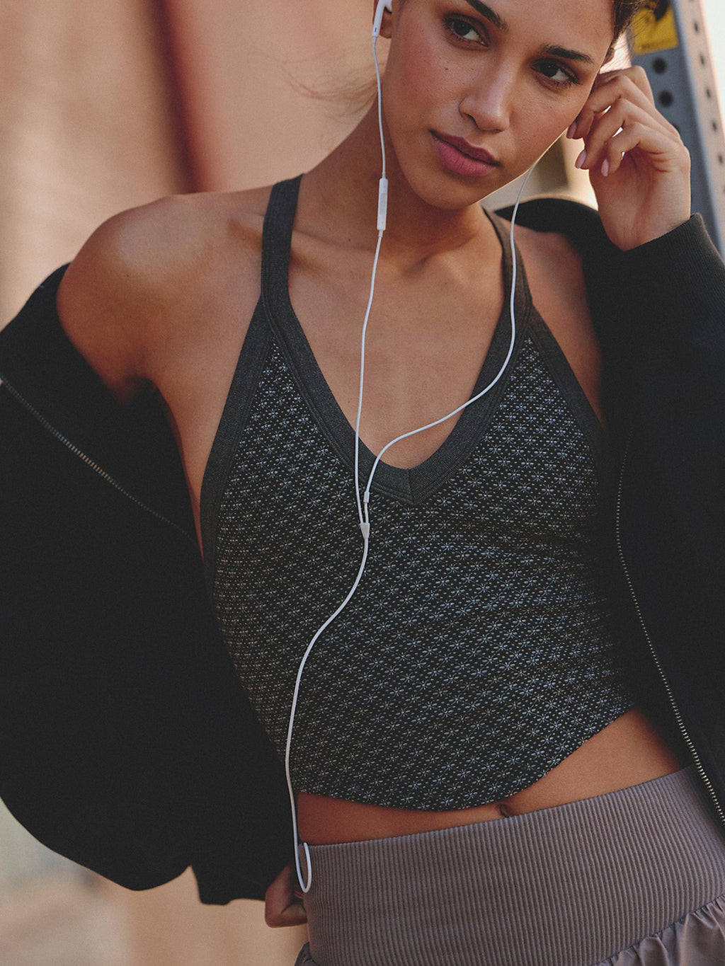 Jacquard Yoga Tank Top, Racerback Sports Bra With Padded Cups, Side Breast Support, V-Neck Sports Brassiere by Ricaloux