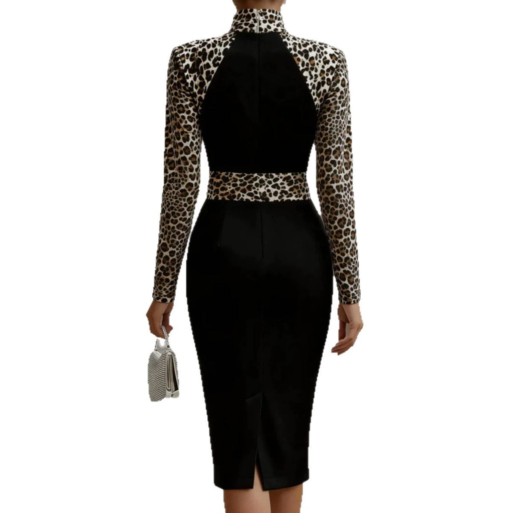 Sexy High-neck Waist-cinching Midi Sheath Evening Dress by Ricaloux