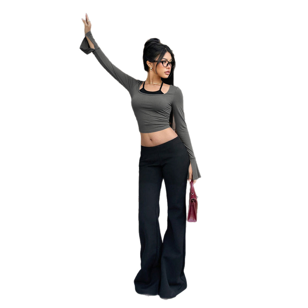 New-style Womens Halter-neck Long-sleeve Top by Ricaloux