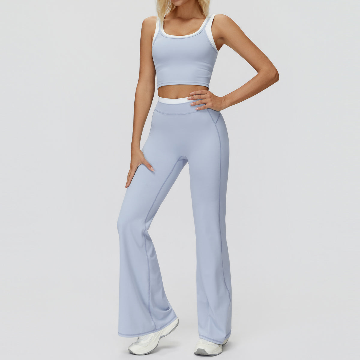 Contrast Nude Yoga Suit Thread by Ricaloux