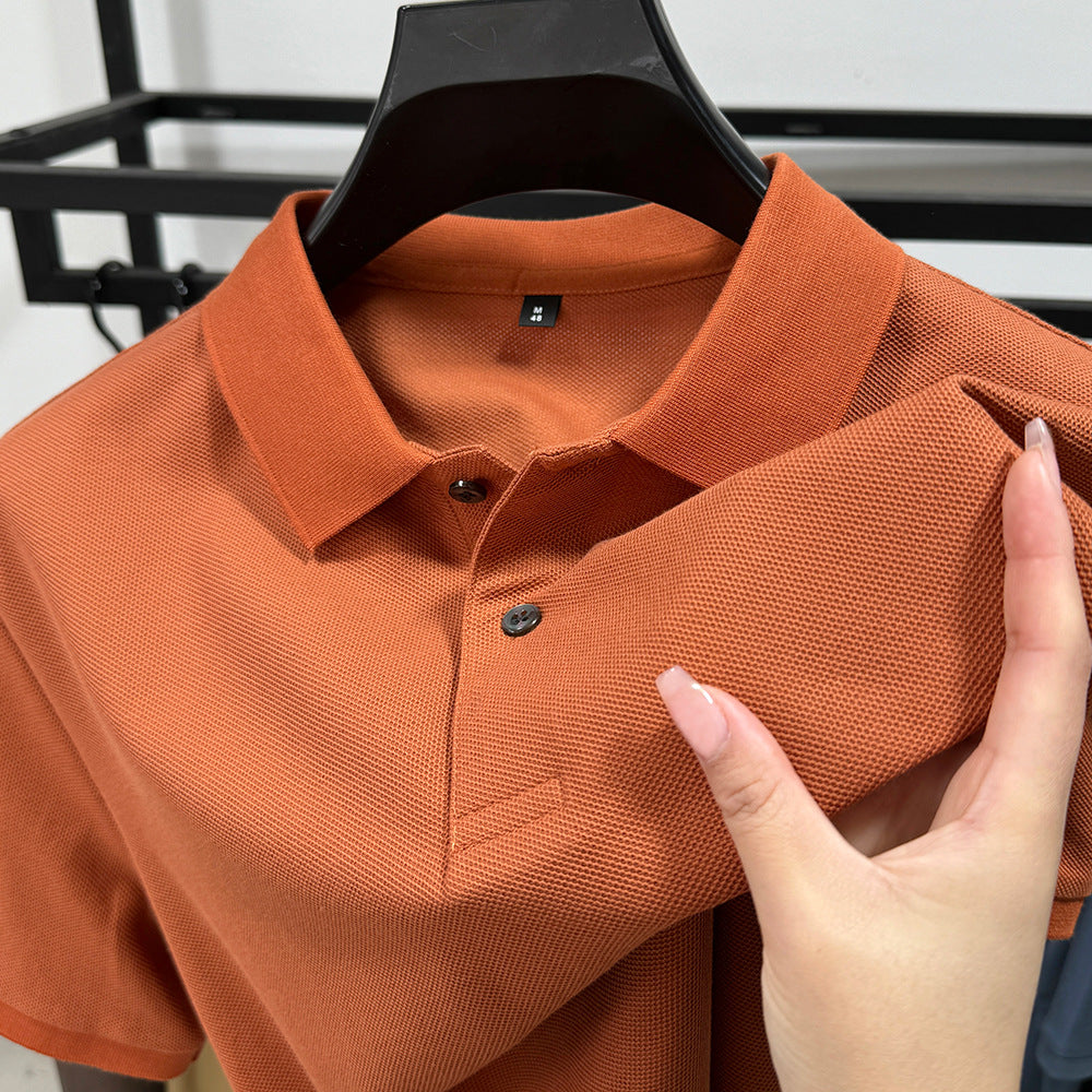 Heavyweight Mens Polo Shirt Short-sleeved T-shirt With A Turn-down Collar by Ricaloux