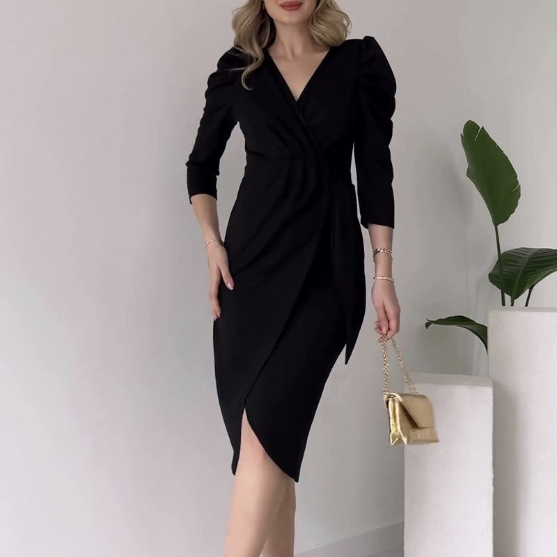 Figure-flattering Lotus-leaf Hem Midi Dress – Premium 0 | RICALOUX
