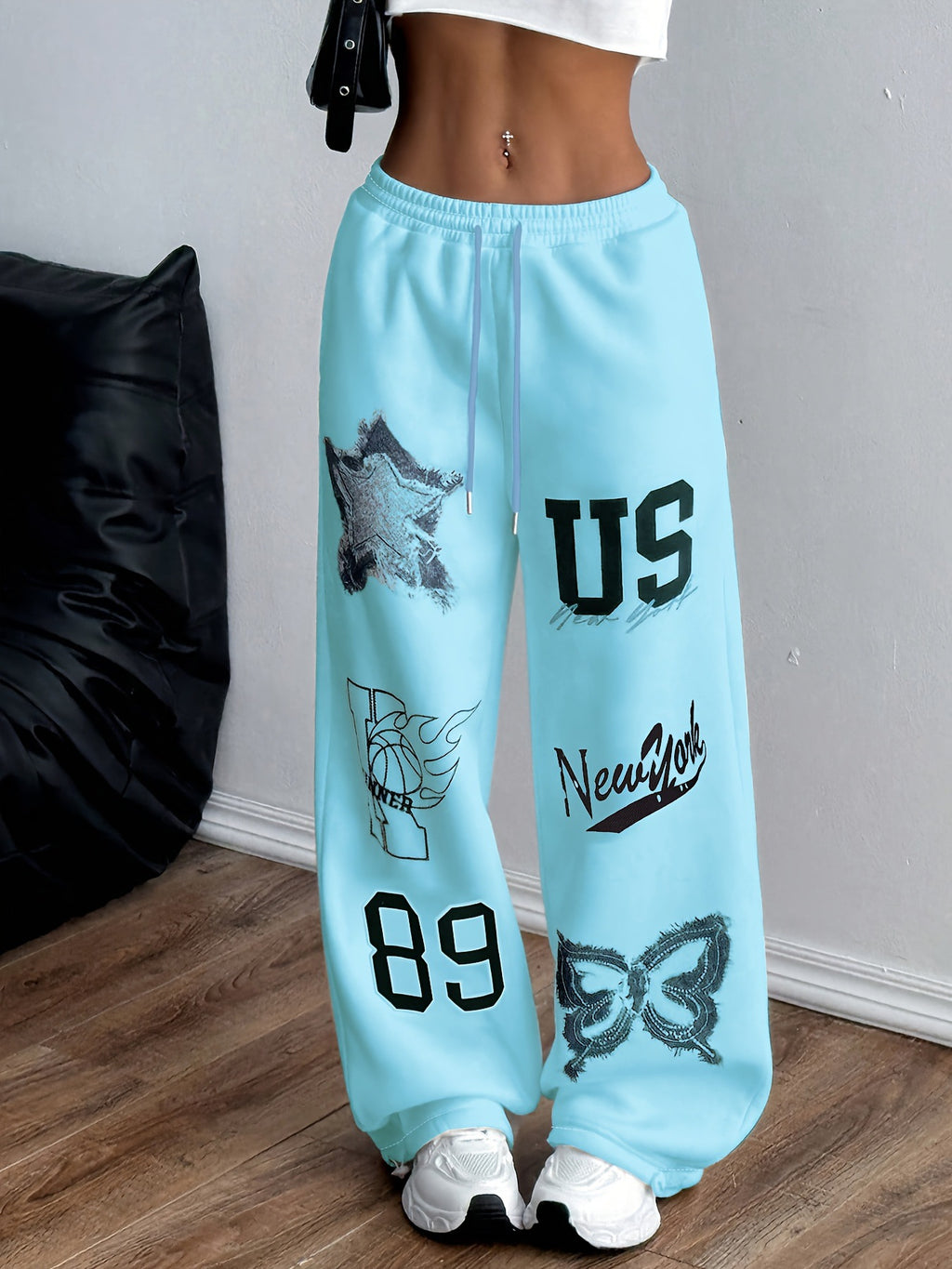 Printed Casual Loose-fit Wide-leg Pants Sweatpants – Premium 0 | RICALOUX