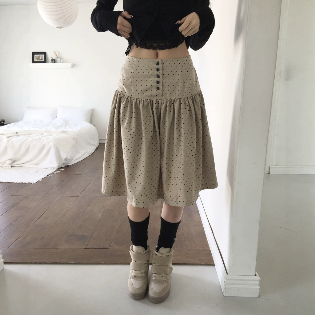 Korean-style Sweet And Versatile Polka-dot Age-reducing Skirt by Ricaloux