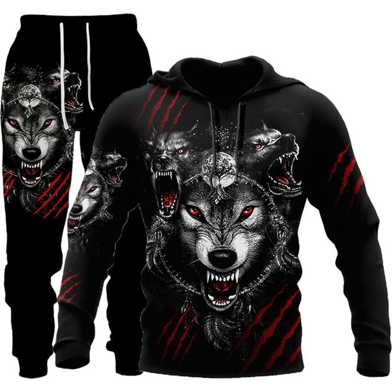 Animal-print Hooded Pullover Sweatshirt And Menswomens Sportswear Set – Premium 0 | RICALOUX