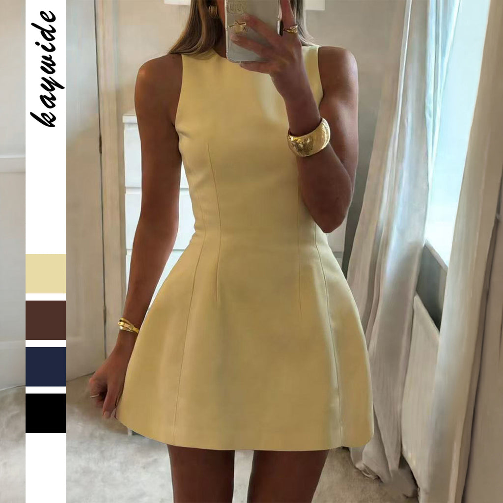 Summer European And American-style Elegant Round-neck Three Dimensional Waist Cinching Dress – Premium 0 | RICALOUX