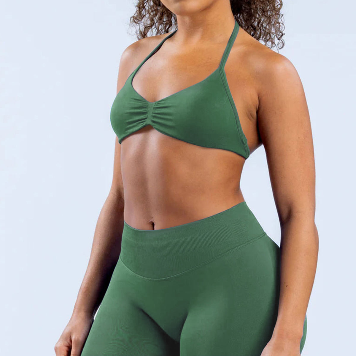 Seamless Tight-fitting Yoga Set With A Strap Bra For Outerwear by Ricaloux