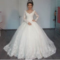 Women's Long Sleeve Lace Wedding Dresses Bridal - RICALOUX