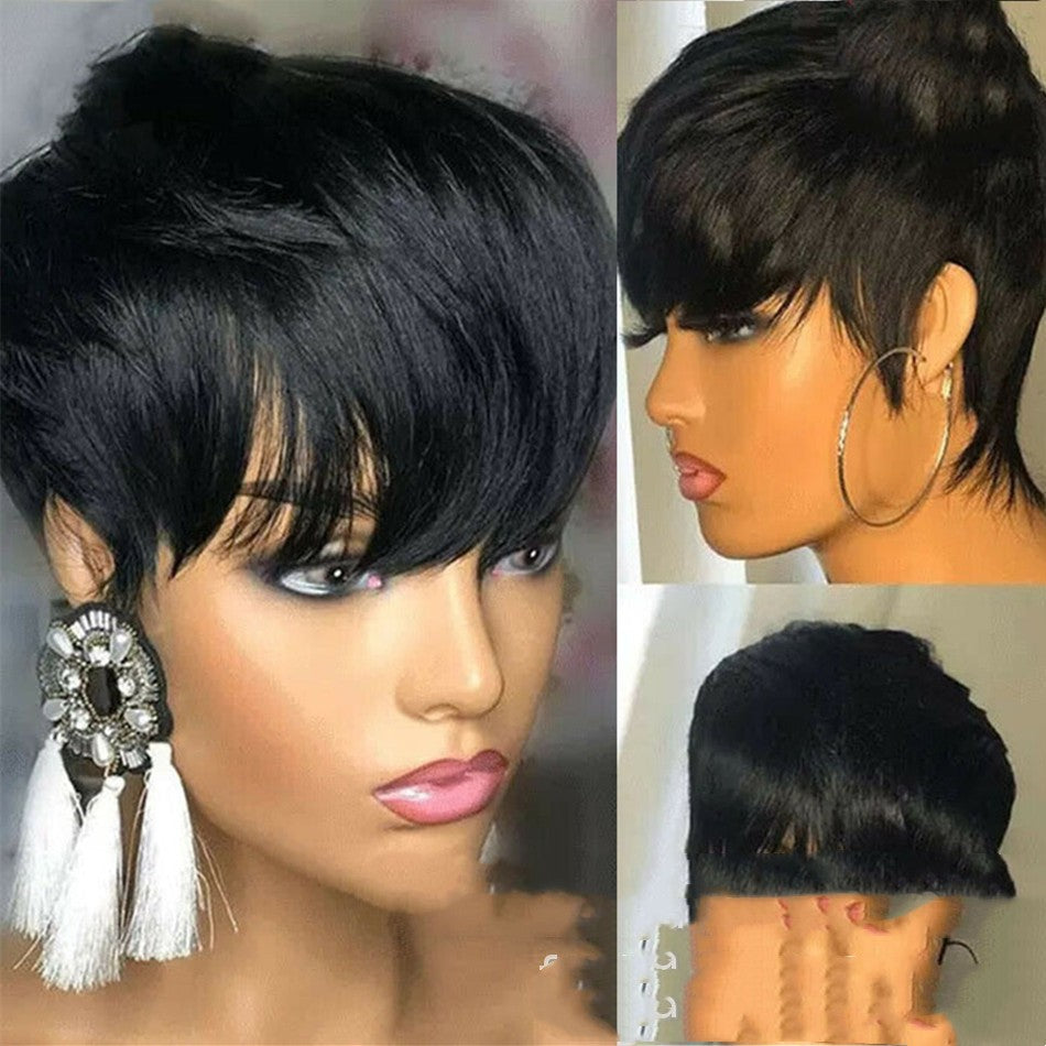 Wig Female Headgear Foreign Trade Black Straight Hair Pixie Cut Black Wigs – Premium 0 | RICALOUX