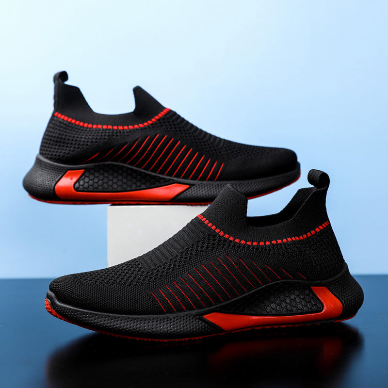 Fashion Mesh Sock Shoes With Striped Design Men Outdoor Breathable Slip-on Sneakers Csuale Lightweight Running Sports Shoes by Ricaloux