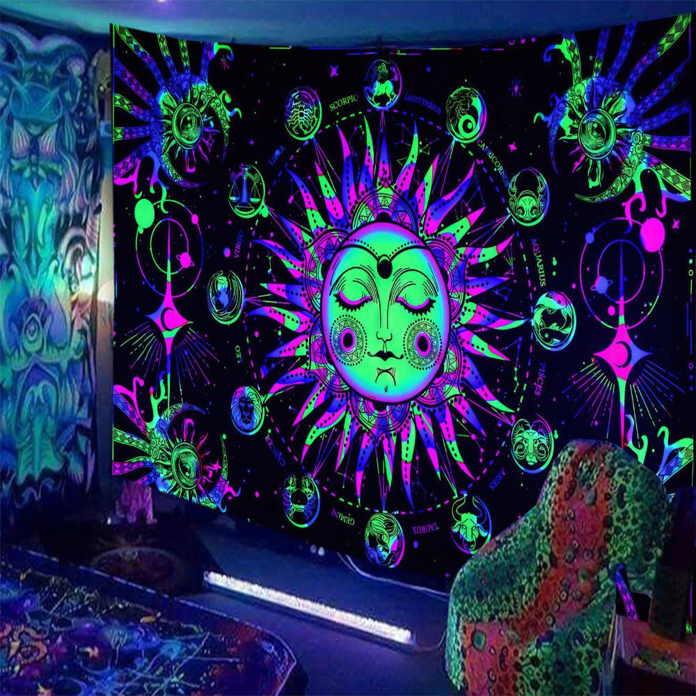 Skull Print Fluorescent Home Decor Tapestry - RICALOUX