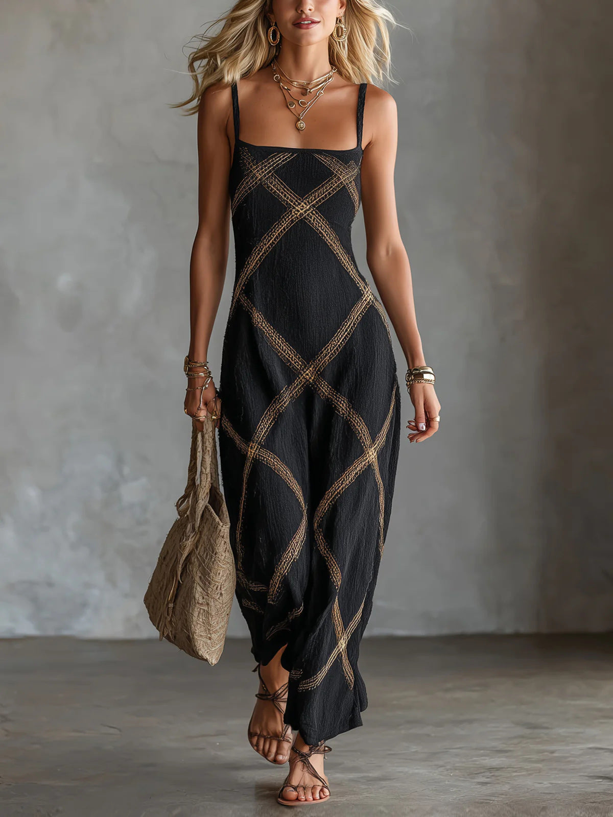 New Arrival Printe Striped And Solid-color Strap Dress – Premium 0 | RICALOUX