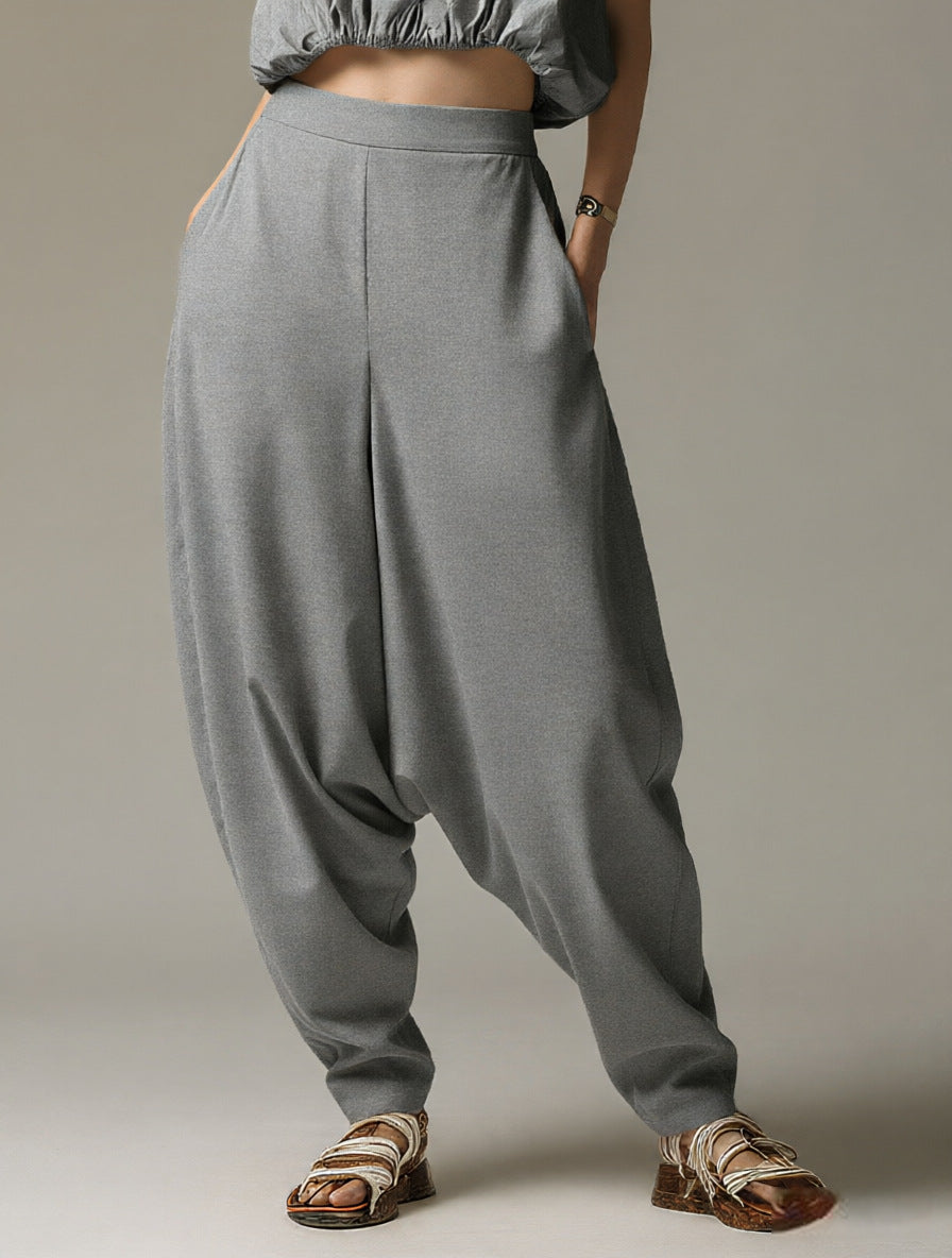 High-waisted Wide-leg Relaxed-fit Casual Trousers – Premium 0 | RICALOUX