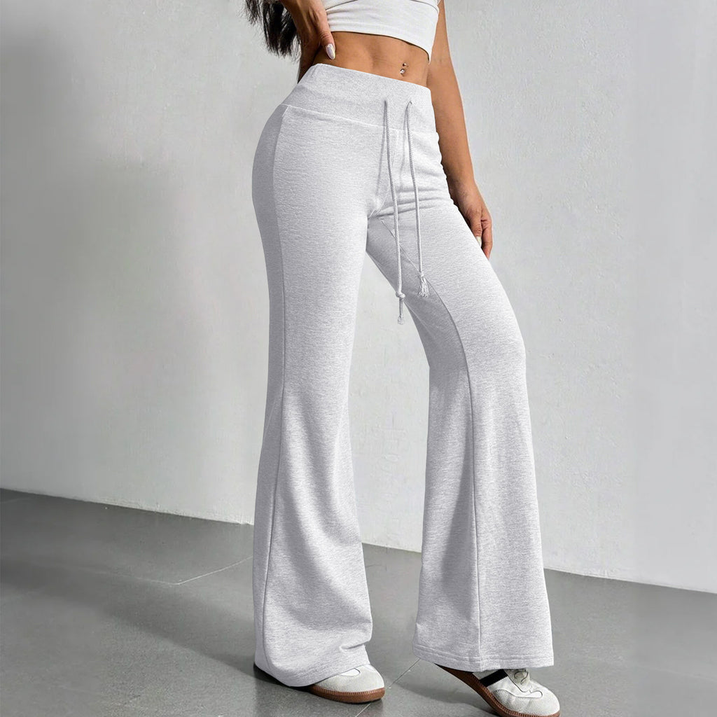 Fashionable Drawstring High-waist Casual Flared Trousers by Ricaloux
