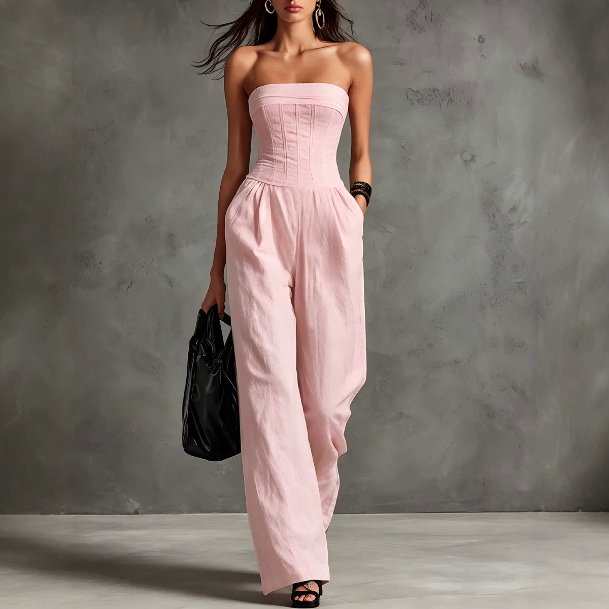 Womens Elegant Solid-color Vintage Jumpsuit by Ricaloux
