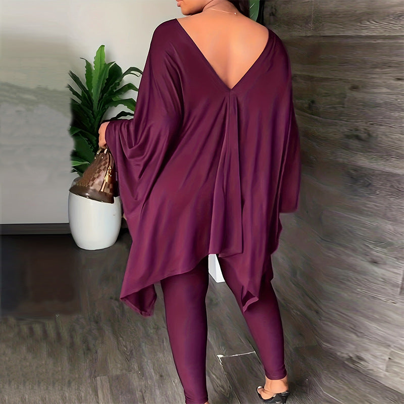 Fashionable Homey Solid-color Casual Chic Two-piece Set by Ricaloux
