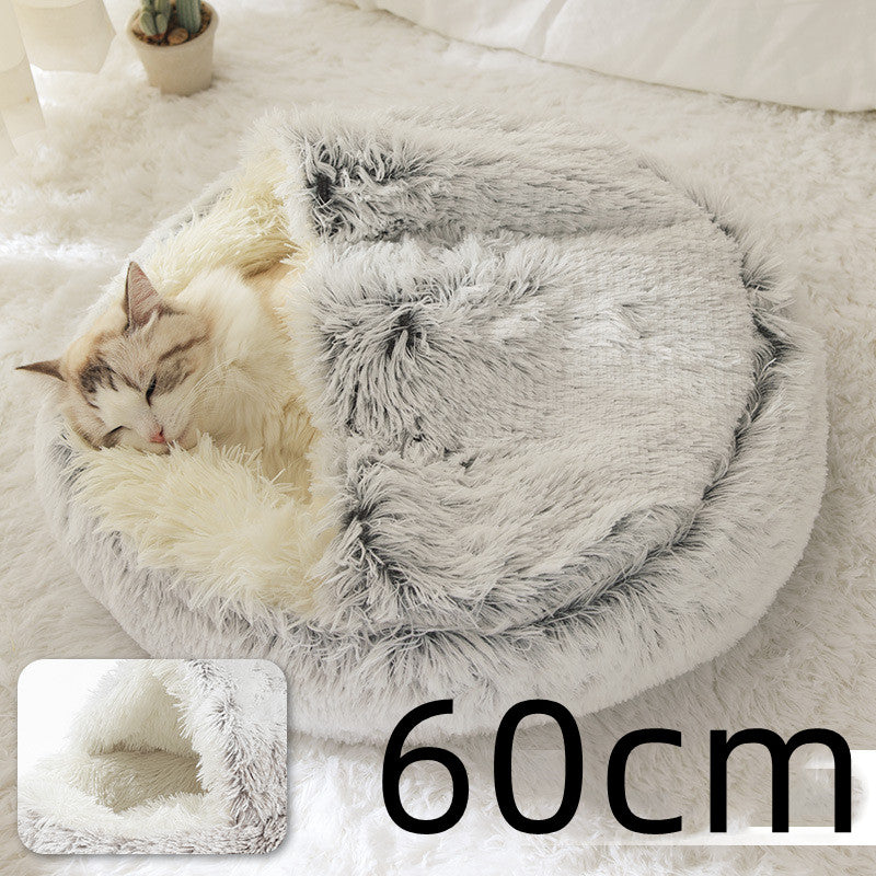 2 In 1 Dog And Cat Bed Pet Winter Bed Round Plush Warm Bed House Soft Long Plush Pets Bed Pet Products by Ricaloux
