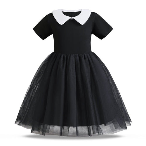 Children Shirt Black Drama Same Style Girl Cosplay Clothes Doll Collar Mesh Umbrella Princess Dress - RICALOUX