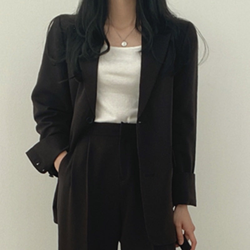 Womens Solid-color Loose-fitting Korean-style Versatile Blazer – Premium 0 | RICALOUX