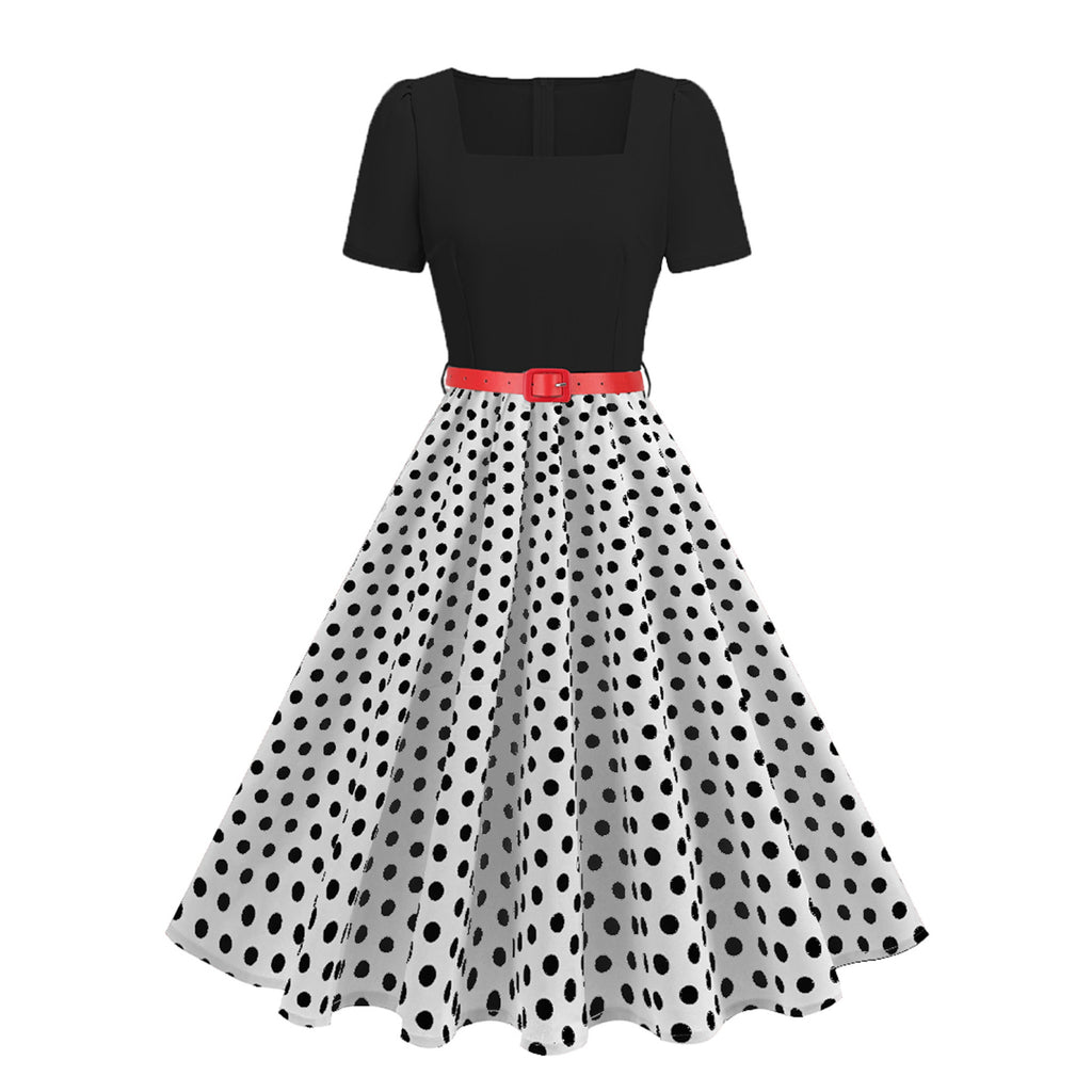 Retro Floral And Polka-dot Print Dress by Ricaloux