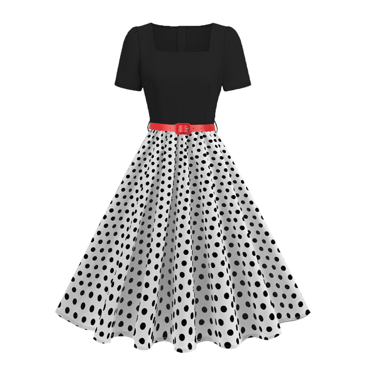 Retro Floral And Polka-dot Print Dress by Ricaloux