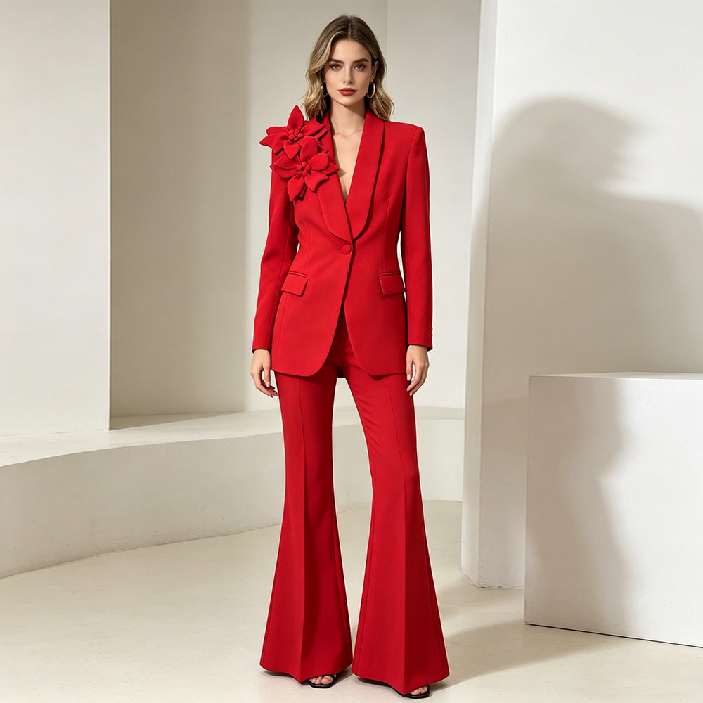 Women's Solid Color Flower Loose Suit Set – Premium 0 | RICALOUX