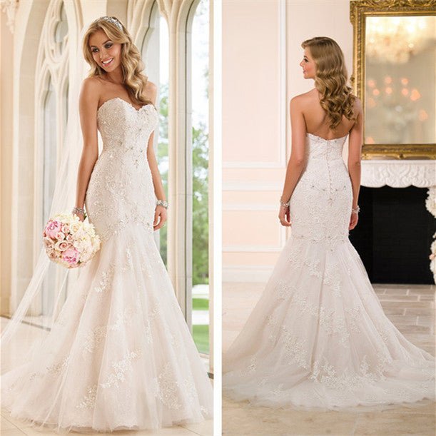 Trailing wedding dress tube top lace wedding dress - RICALOUX