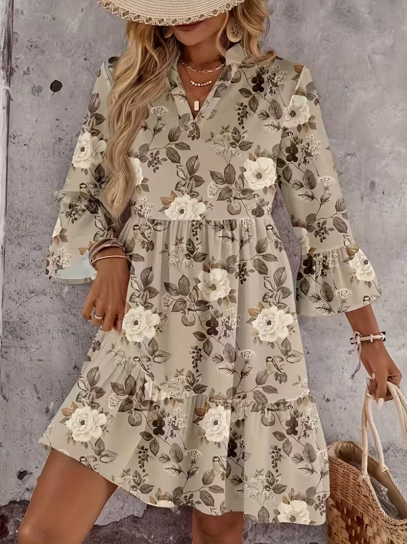 Elegant Womens Dress With Three-quarter Sleeves by Ricaloux