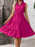 Womens New-style Solid-color Button-down Dress by Ricaloux