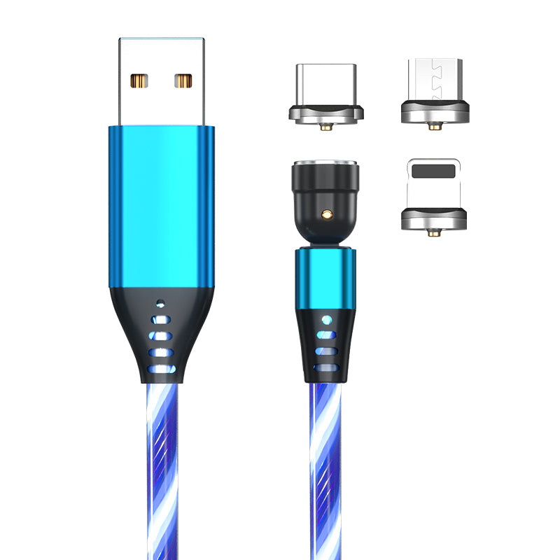 540 Rotate Luminous Magnetic Cable 3A Fast Charging Mobile Phone Charge Cable For LED Micro USB Type C For I Phone Cable – Premium 0 | RICALOUX