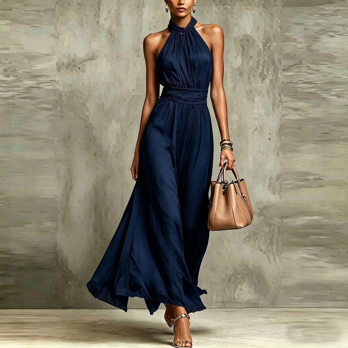 Resort-style Waist-cinching Figure-flattering Pleated Dress – Premium 0 | RICALOUX