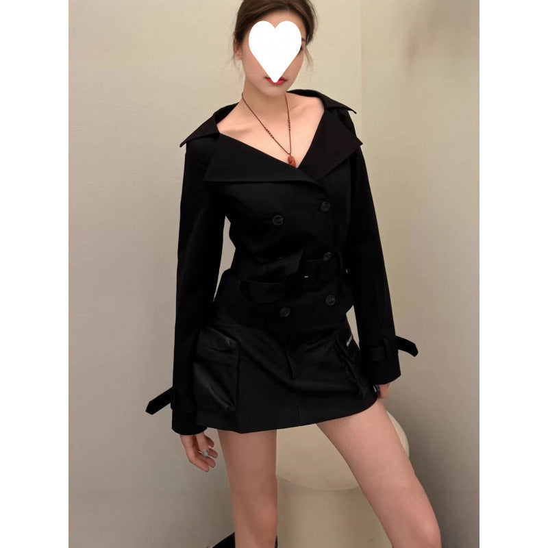 Womens Lapel Double-breasted Trench Coat by Ricaloux