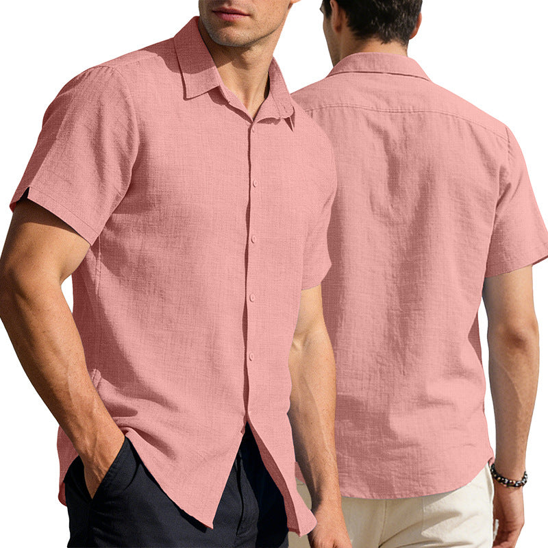 Mens Quick-Dry Short-Sleeve Breathable Solid-Color Lapel Casual Business Shirt by Ricaloux