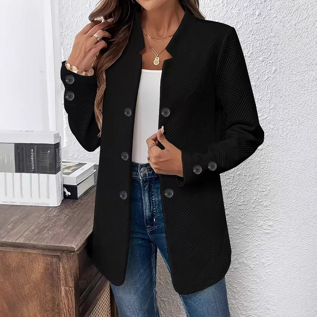 Womens New Stylish Three-button Double-breasted Coatblazer by Ricaloux