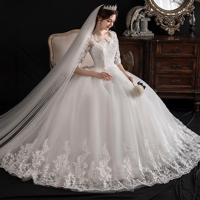 One-shoulder Dream Slim Sleeve Lace Bride - RICALOUX