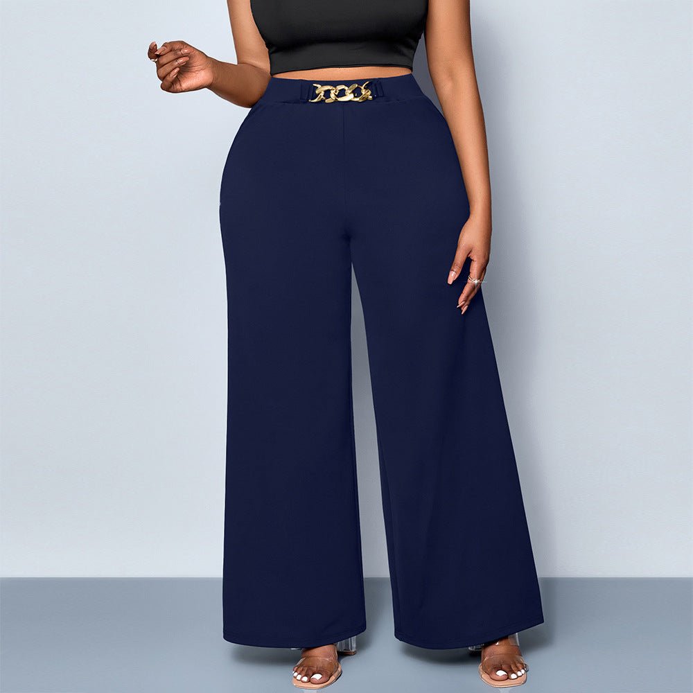 Summer Plus Size Metal Buckle Trousers For Women - RICALOUX