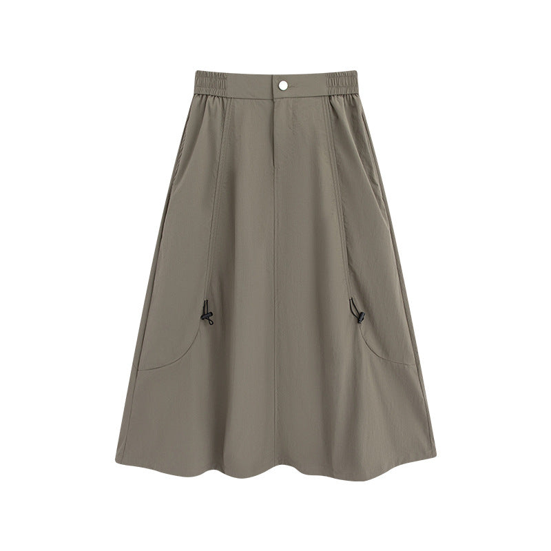Gray American-style Drawstring Utility Skirt For Women Summer Season – Premium 0 | RICALOUX